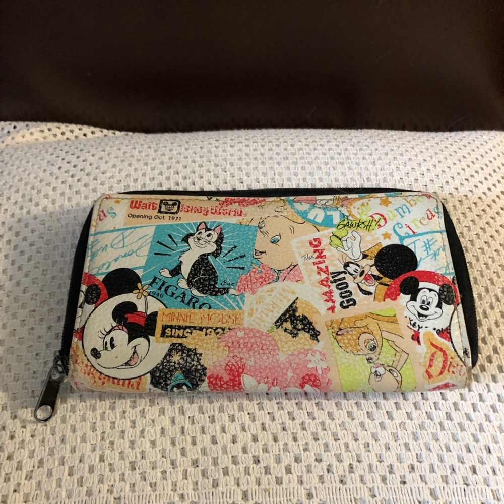 Classic Collage Disney Parks Zip Around Disney Character Wallet